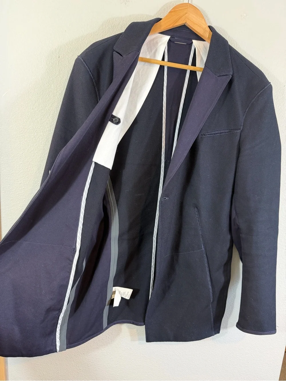 Marithe Francoise Girbaud Honeycomb Blazer Size 36 Navy Unstructured One Button
